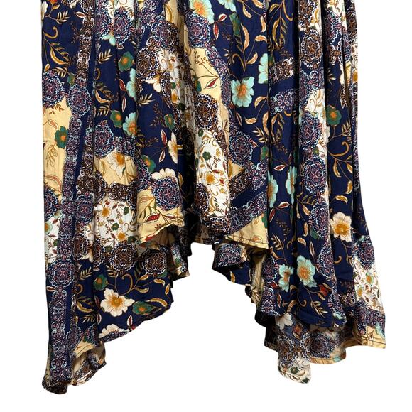 Abel The Label Boho Patchwork Maxi Dress Sz S Flutter Sleeve Wrap Look Rayon - Picture 16 of 16